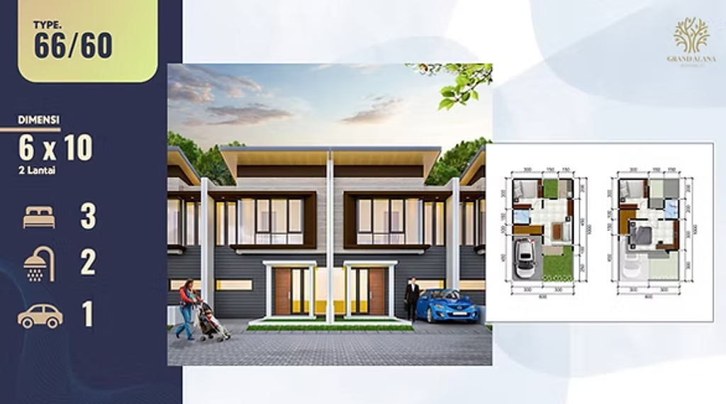 foto denah rumah tipe 66/60 (6X10) perumahan ALANA REGENCY WONOREJO