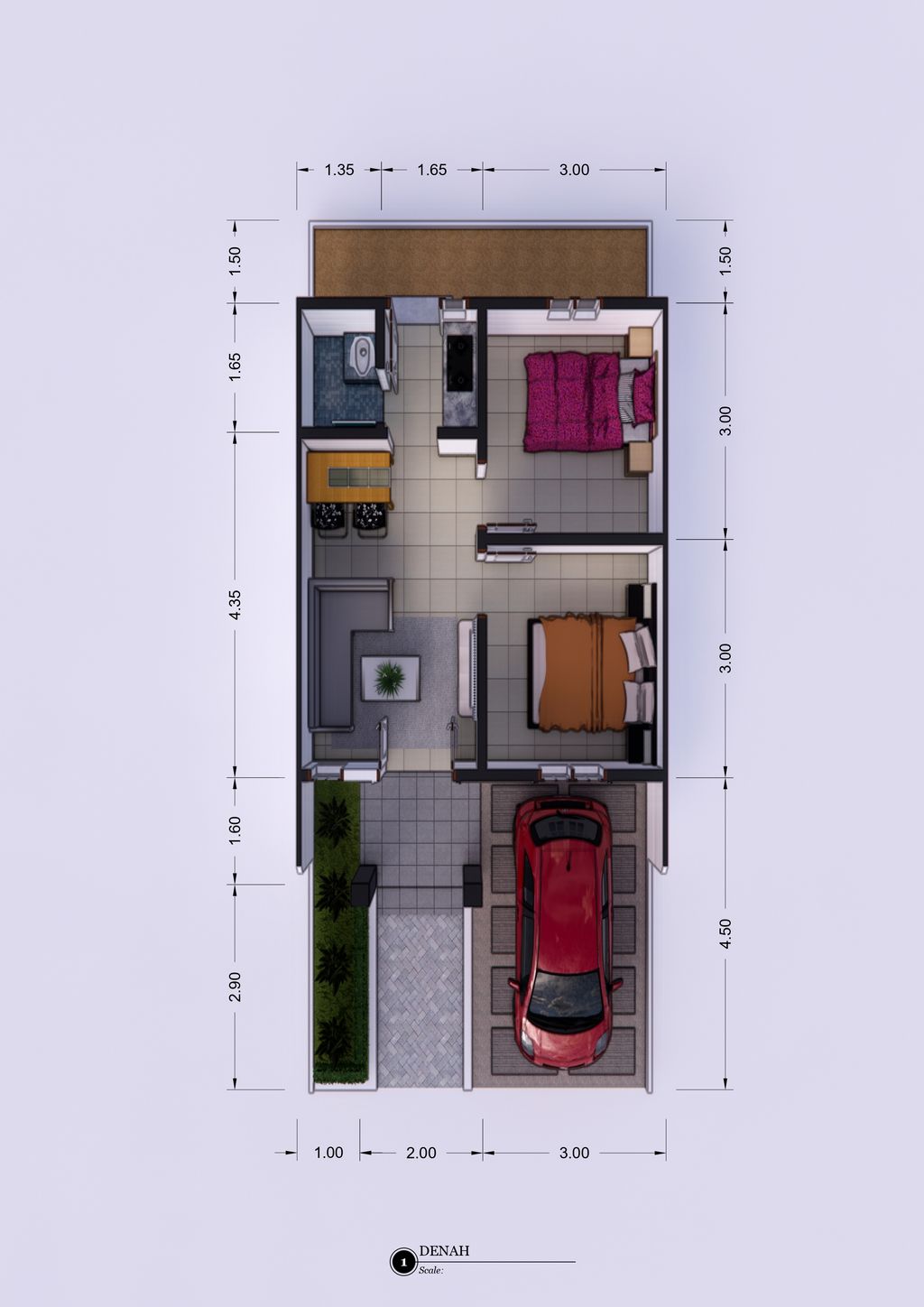 foto denah rumah tipe 36/72 perumahan THALIA GREEN VELLEY
