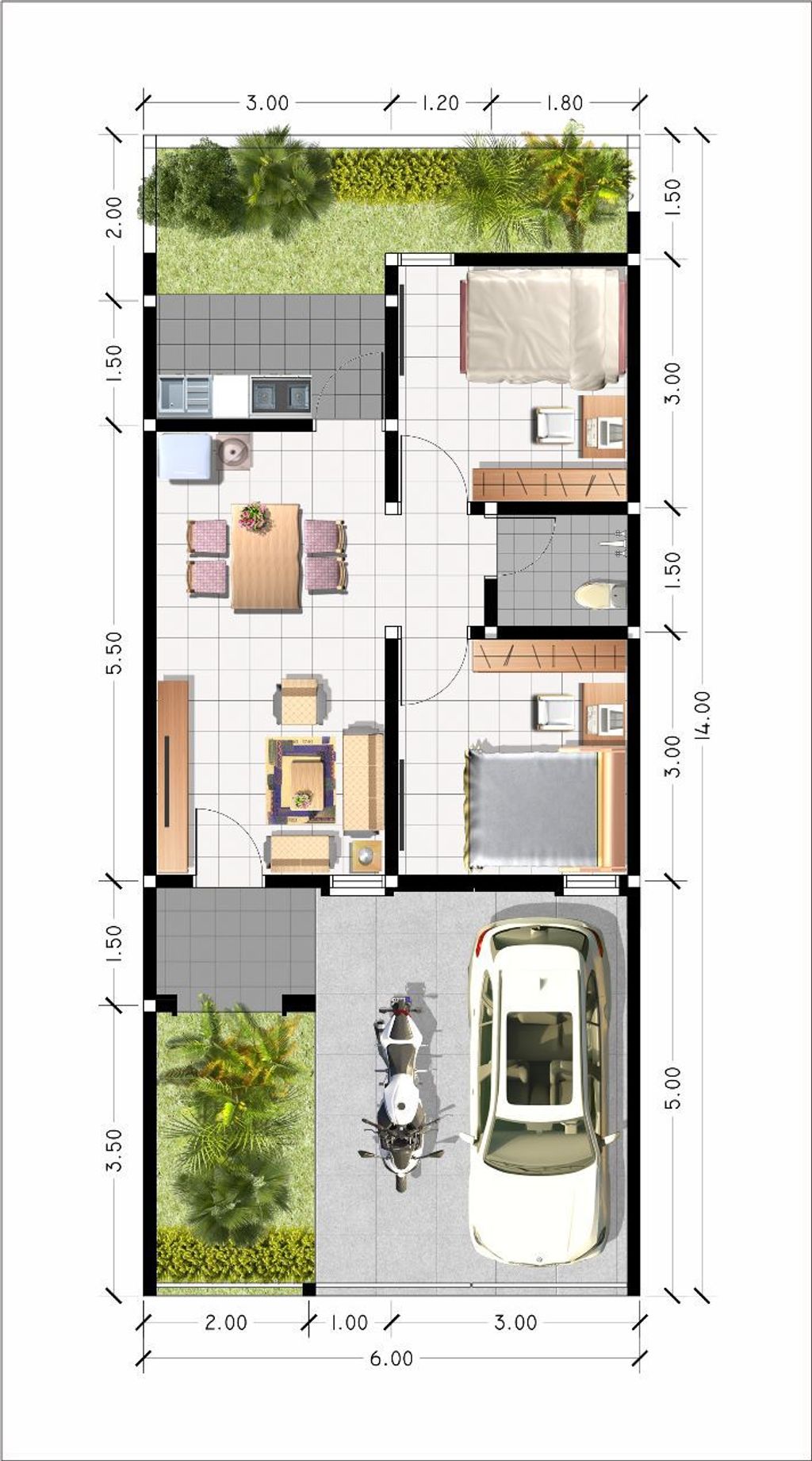 foto denah rumah tipe Emerald perumahan GRAND WATES TANJUNG