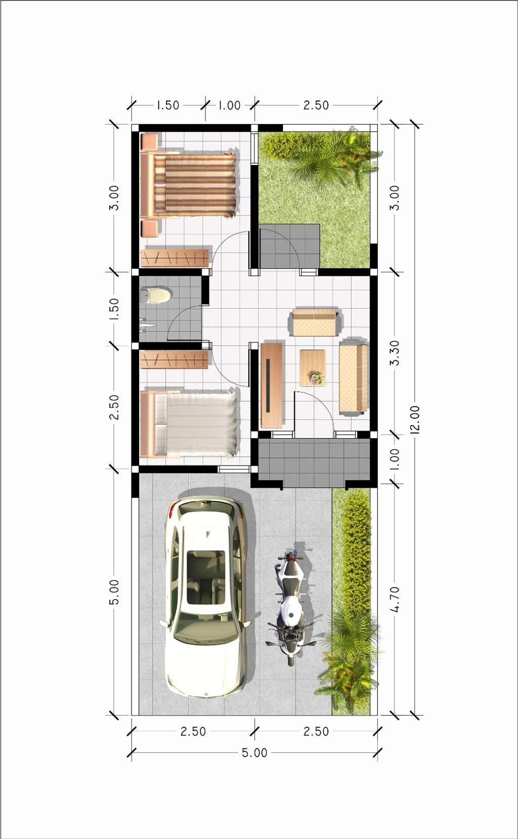 foto denah rumah tipe RUBY perumahan GRAND WATES TANJUNG