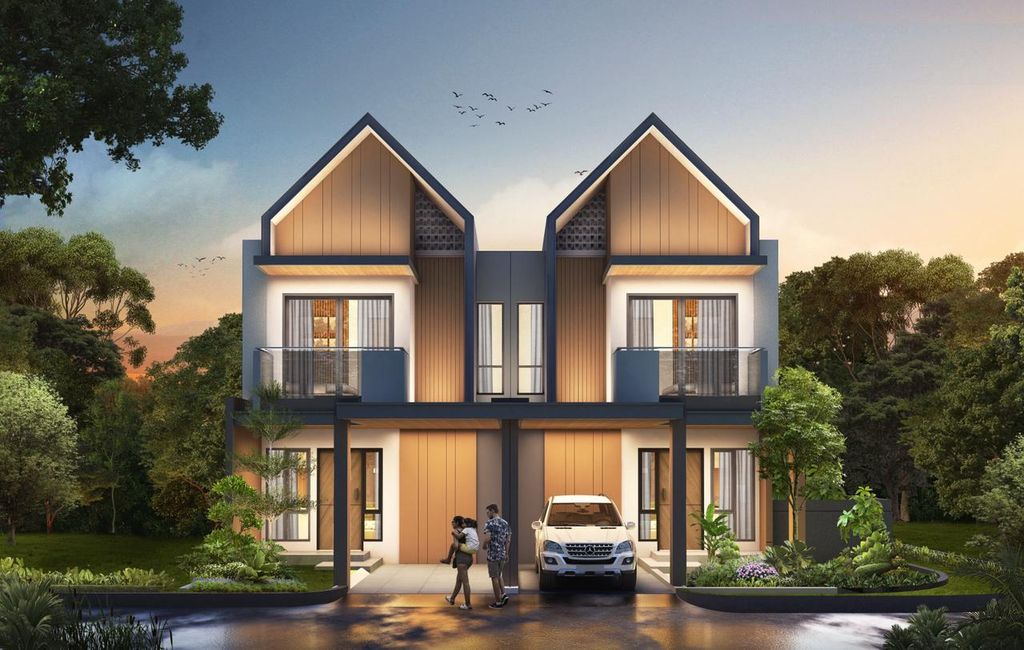 foto tampak rumah tipe H/EMO-11/18 perumahan Parkland Podomoro