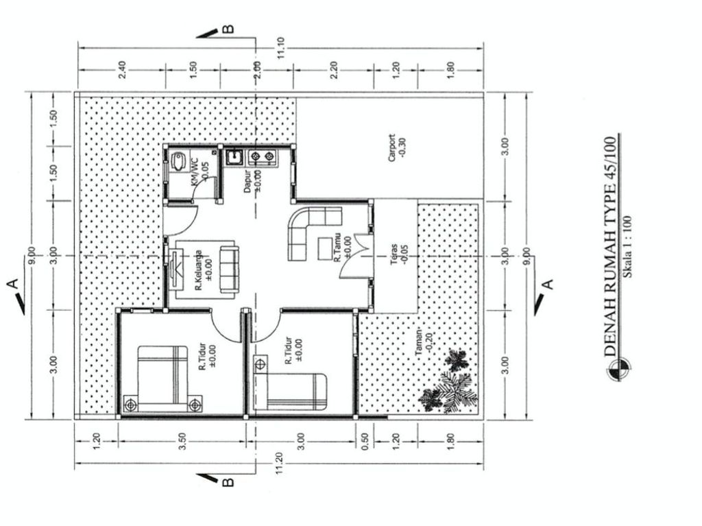 foto denah rumah tipe 45/100 perumahan ADHYAKSA RESIDENCE