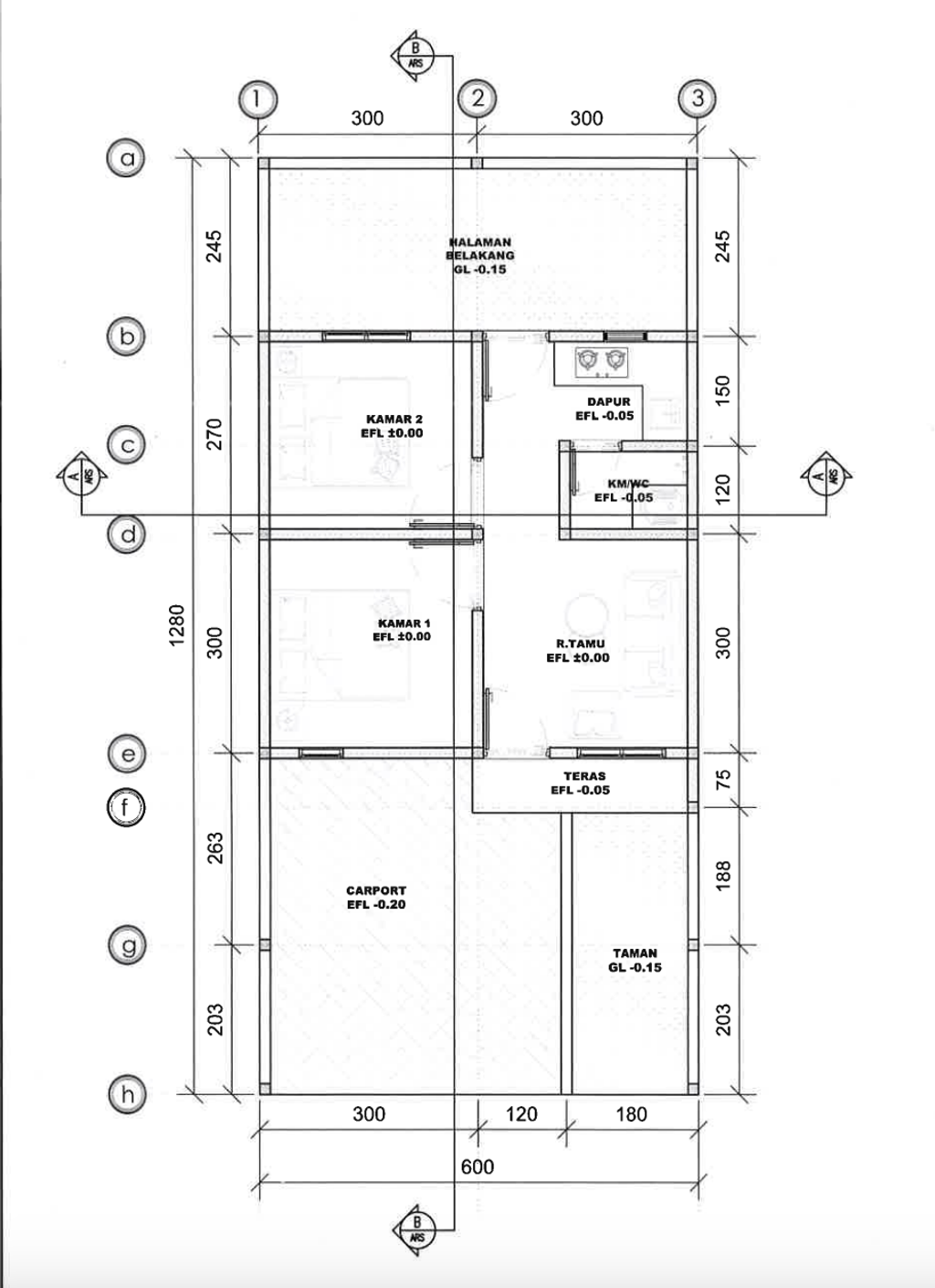 foto denah rumah tipe 36/75 perumahan GRAND HARMONI KROYA