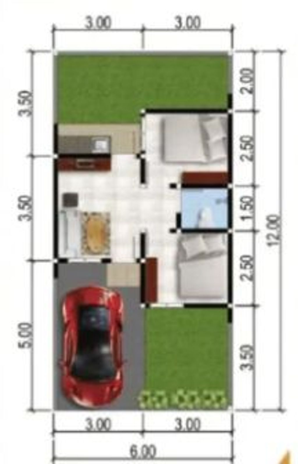 foto denah rumah tipe 32/72 A perumahan ALANA REGENCY TAMBAK OSO TAHAP 2 DAN 3