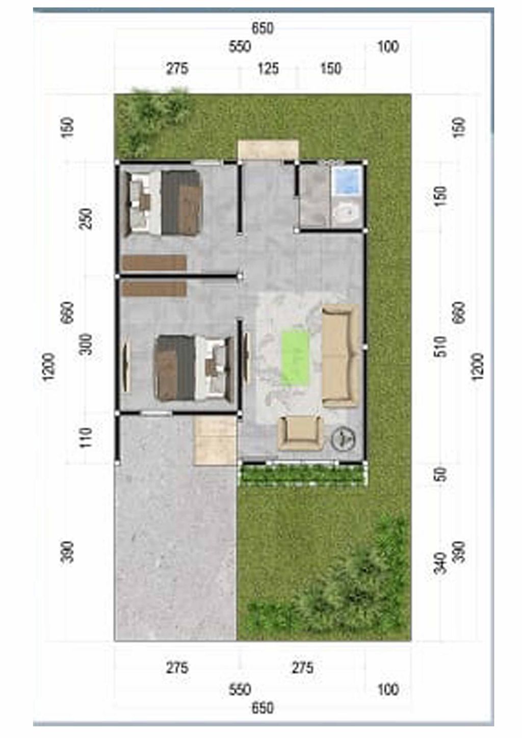 foto denah rumah tipe 36 perumahan PERMATA GREAT SIRIWIJAYA RESIDENCE