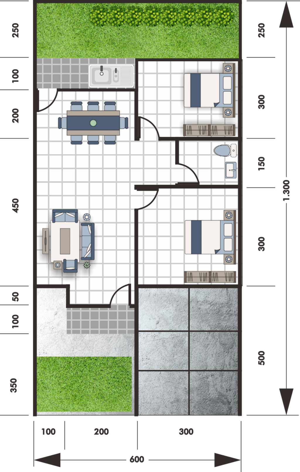 foto denah rumah tipe 45/90 perumahan BUMI FINDARIA MAS 3 TAHAP 2