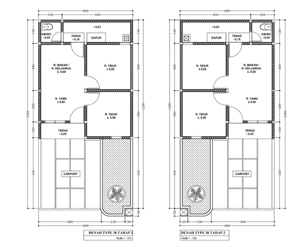foto denah rumah tipe 38 perumahan BUMI PANAIKANG MAS