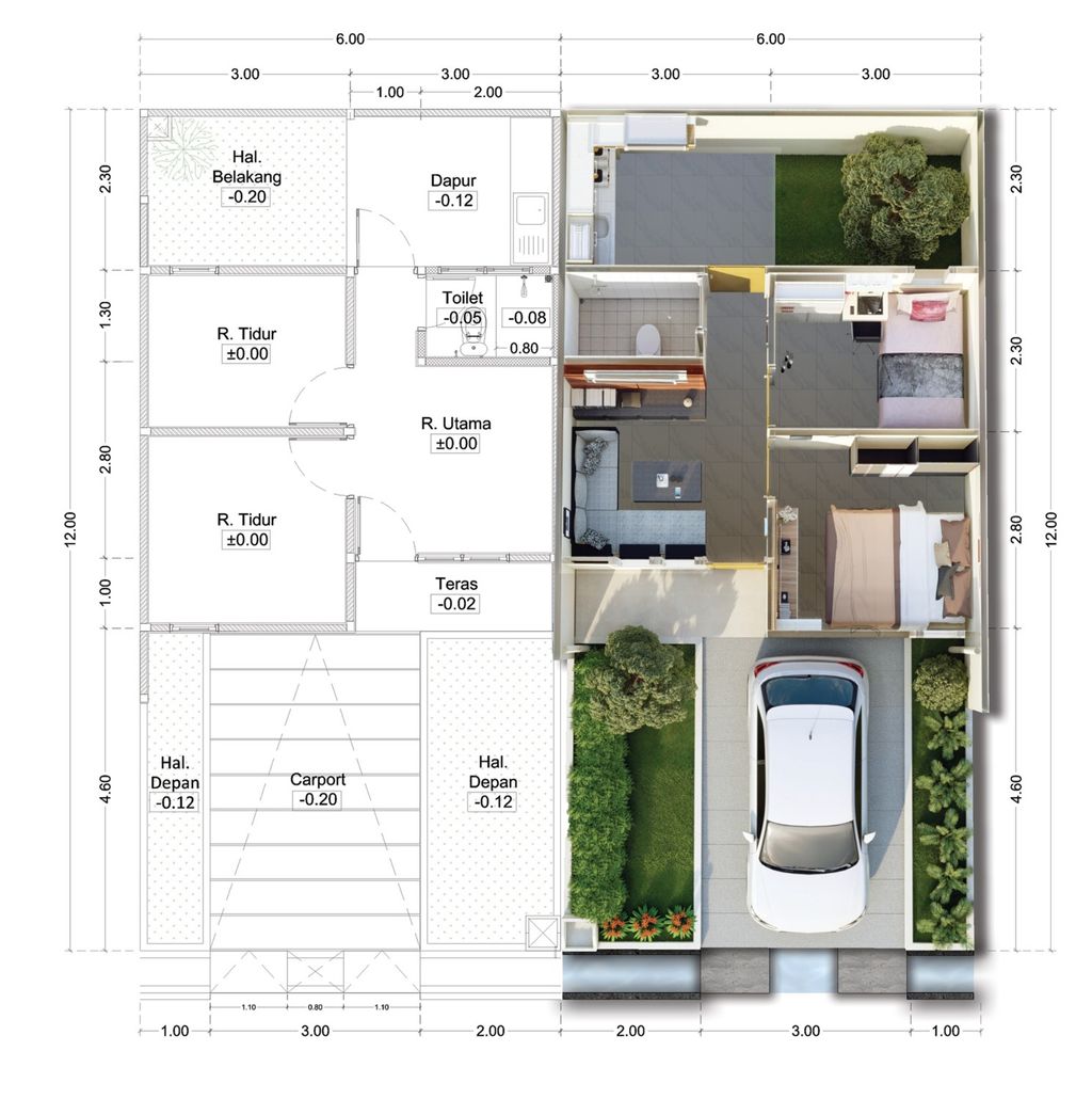 foto denah rumah tipe 36/72 310 perumahan ALAM SANGGAR INDAH EXTENSION