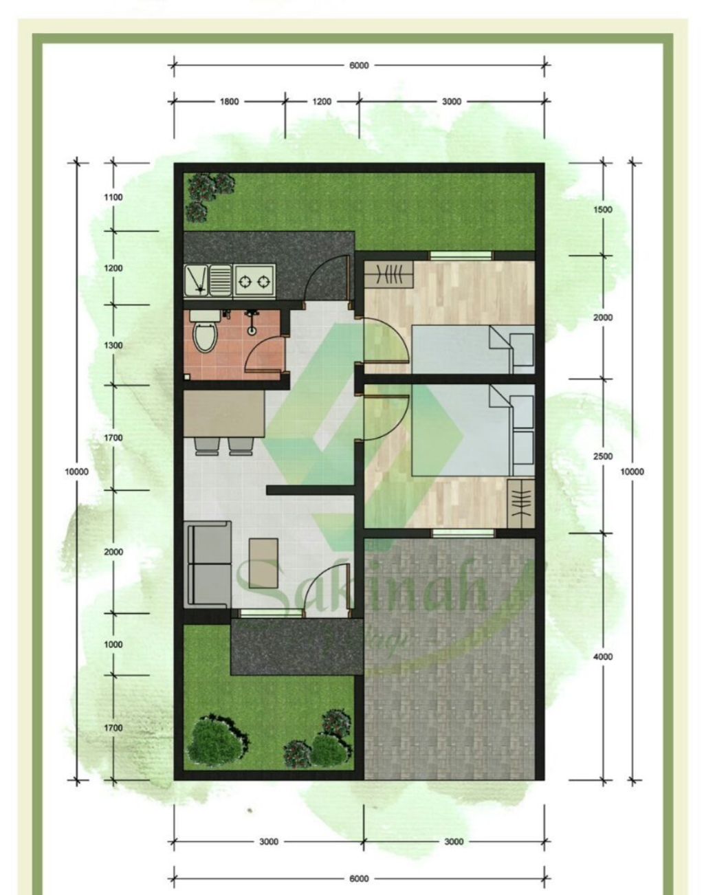 foto denah rumah tipe 30/60 perumahan PERUM PERMATA MULIA REGENCY