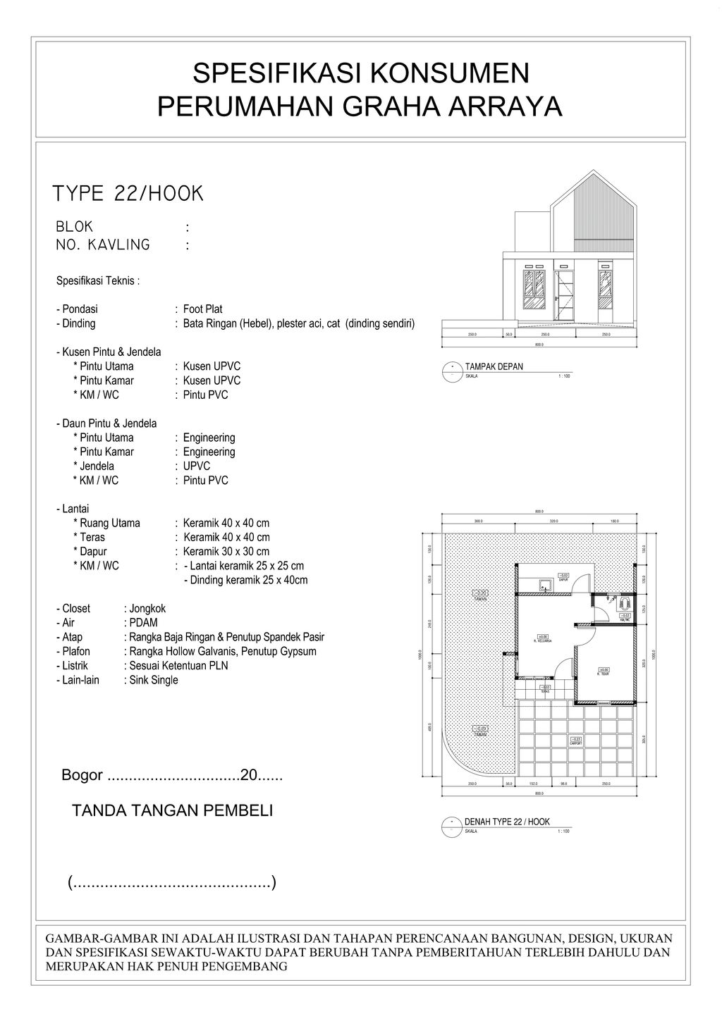 foto denah rumah tipe SAKURA GENERIK 22 / 78 perumahan Graha Arraya