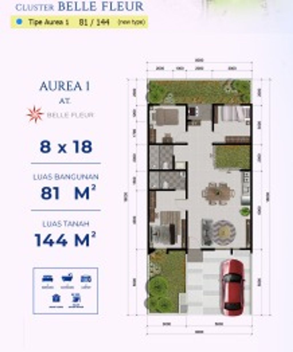 foto denah rumah tipe AUREA 1 STD - STANDARD perumahan CITRA ECOPOLIS RAYA - CLUSTER BELLE FLEUR