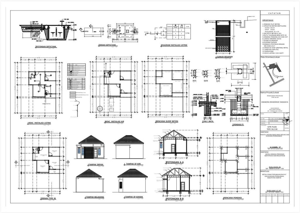 foto denah rumah tipe 36/108 perumahan DEANDRA RESIDENCE SWADAYA