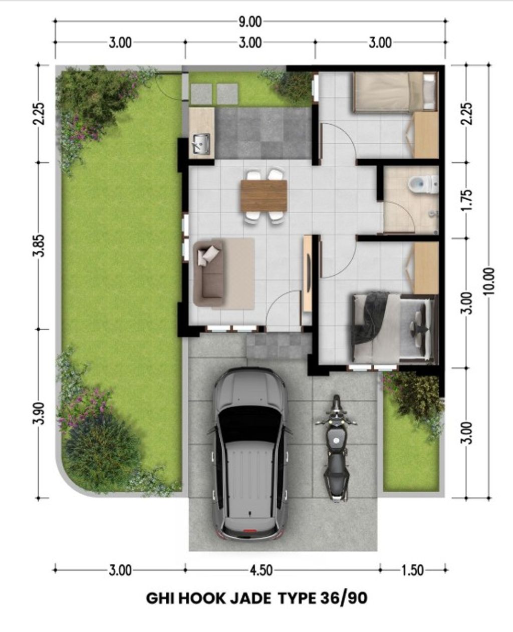 foto denah rumah tipe JADE 330.225.000 perumahan GRAND HARMONI INDAH
