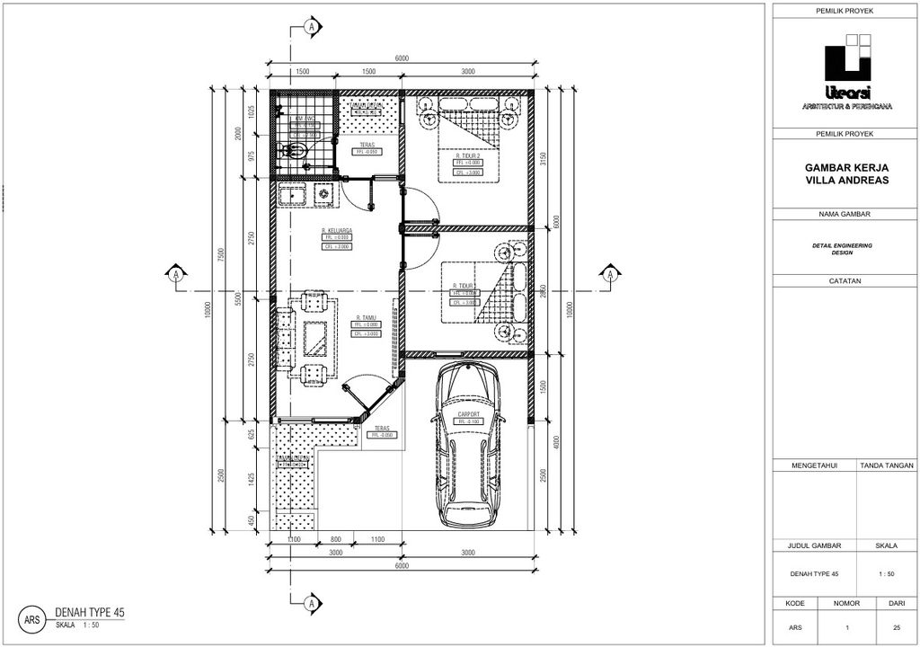 foto denah rumah tipe 45 perumahan CILEGON HILLS RESIDENCE