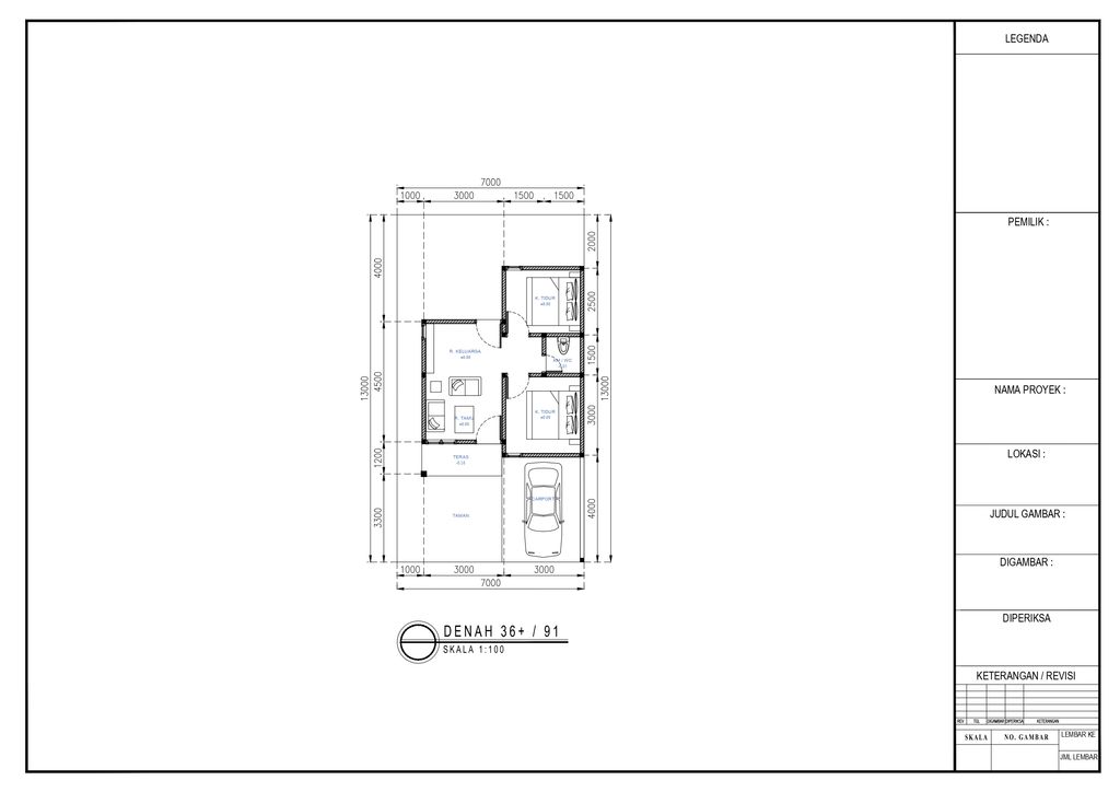 foto denah rumah tipe 36/91 perumahan Perumahan Green Baverly