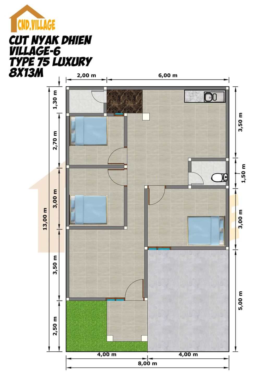 foto denah rumah tipe 75 perumahan CND VILLAGE 6