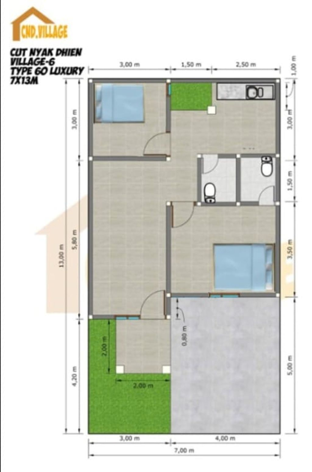 foto denah rumah tipe 60 perumahan CND VILLAGE 6