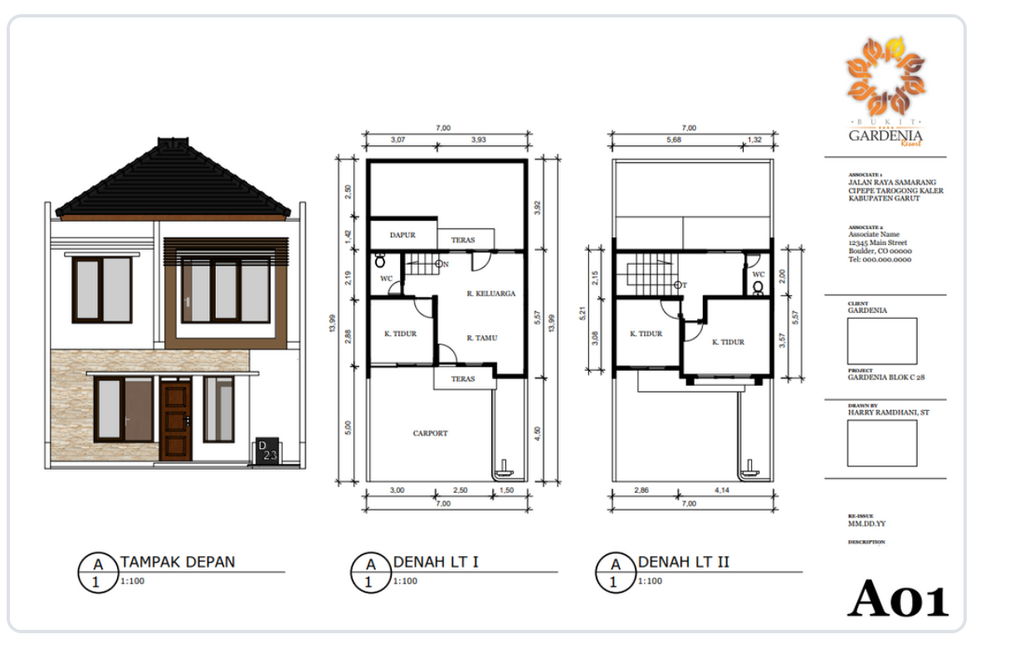 foto denah rumah tipe 70/98 perumahan BUKIT GARDENIA RESORT