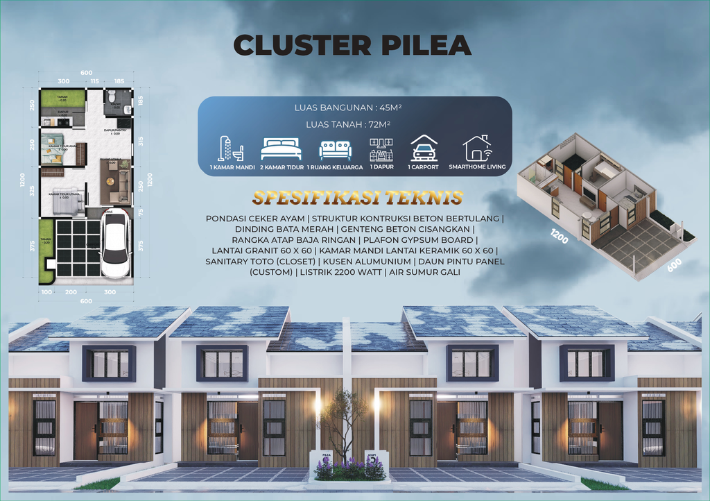 foto tampak rumah tipe PILEA perumahan PERUMAHAN PERMATA HIJAU KERTARAHARJA TOWNHOUSE