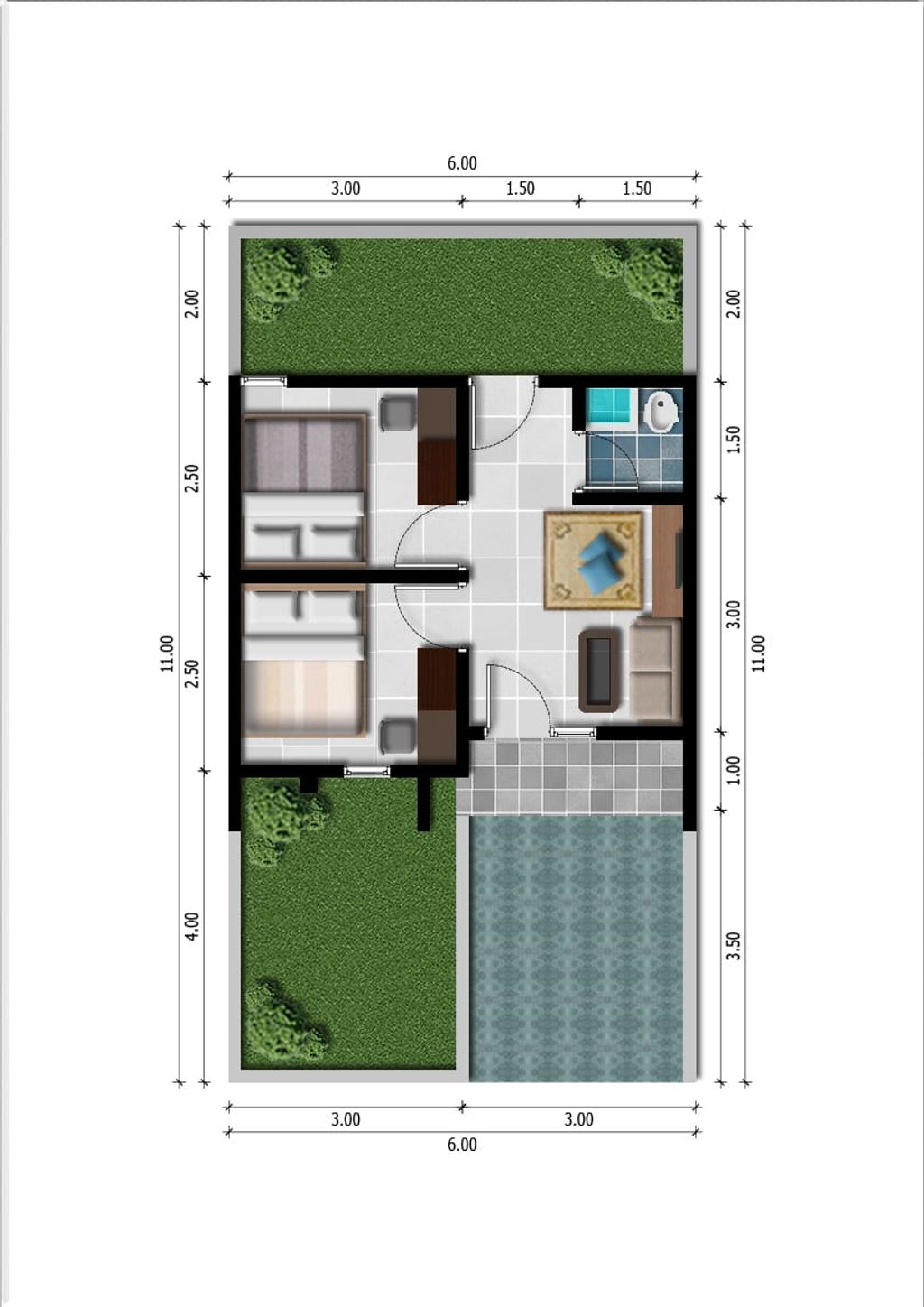 foto denah rumah tipe 30/66 perumahan GAMA RESIDENCE WARUNGDOWO