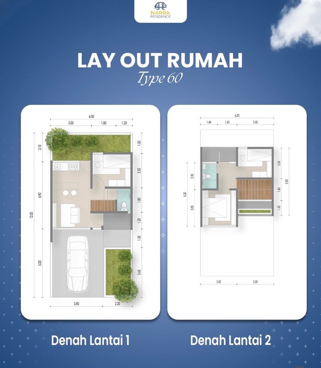 foto denah rumah tipe 60 perumahan Narra Residence