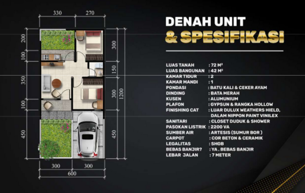 foto denah rumah tipe 42/72 perumahan Gemintang Residence