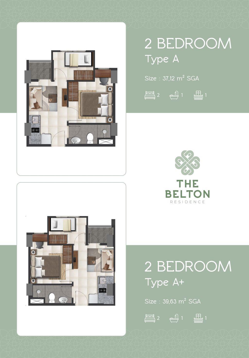 foto denah rumah tipe 2 BEDROOM B perumahan THE BELTON
