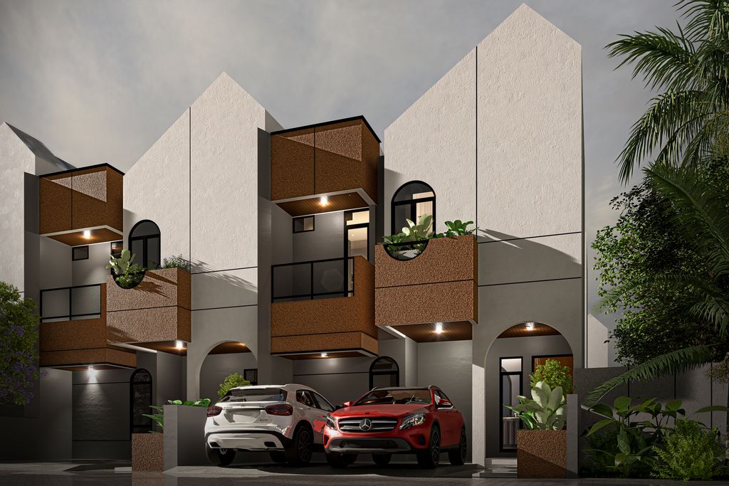 foto tampak rumah tipe townhouse 100 perumahan The Charlestown