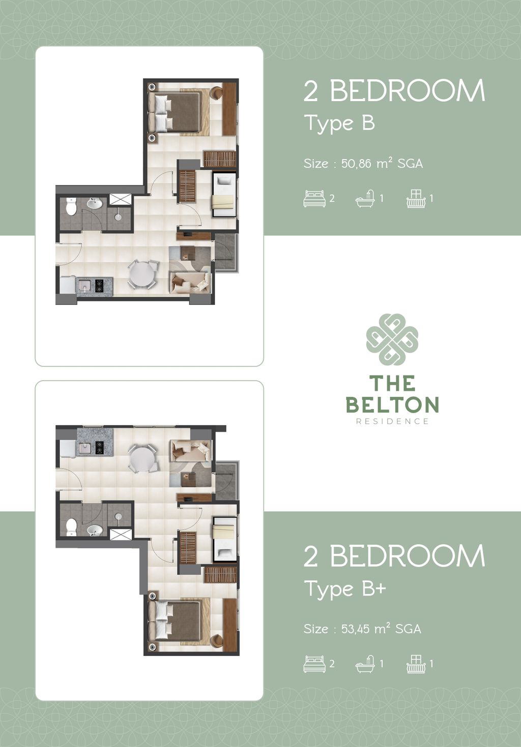foto denah rumah tipe 2 BEDROOM C perumahan THE BELTON