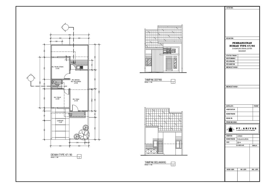 foto denah rumah tipe GRAHA 47 perumahan GRAHA LESTARI MAKASSAR