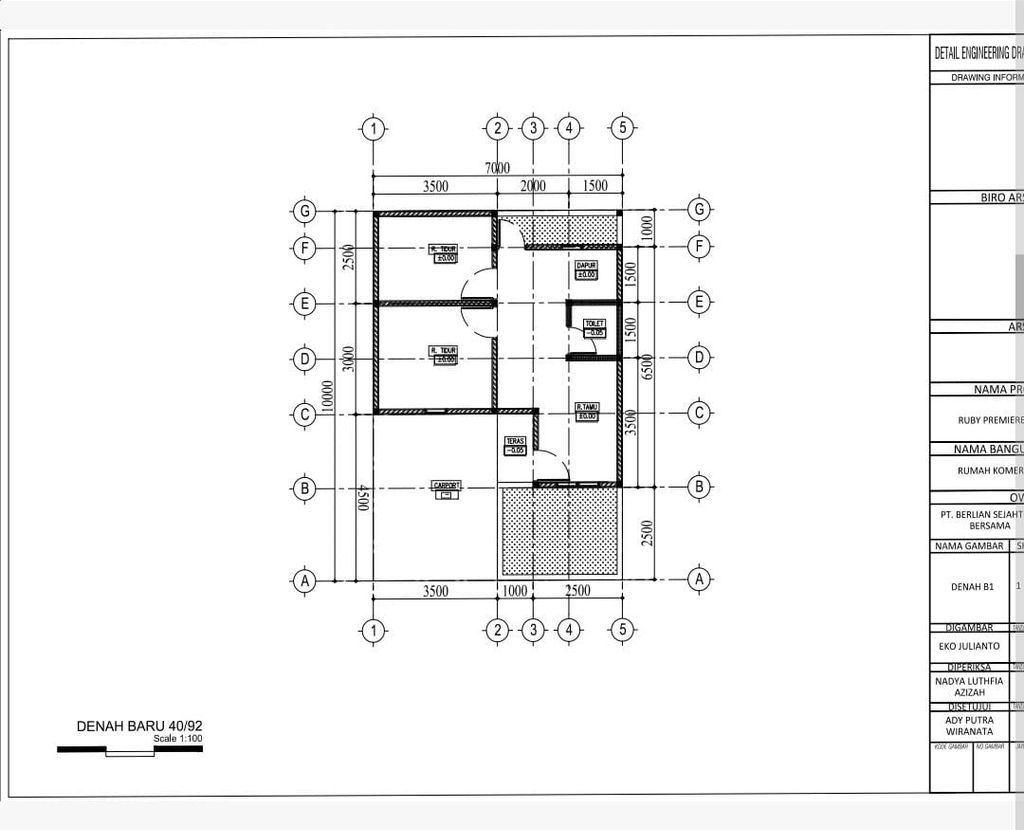 foto denah rumah tipe 40/92 perumahan RUBY PREMIERE 2
