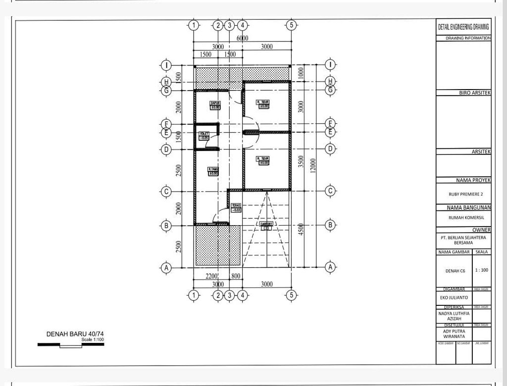 foto denah rumah tipe 40/74 perumahan RUBY PREMIERE 2