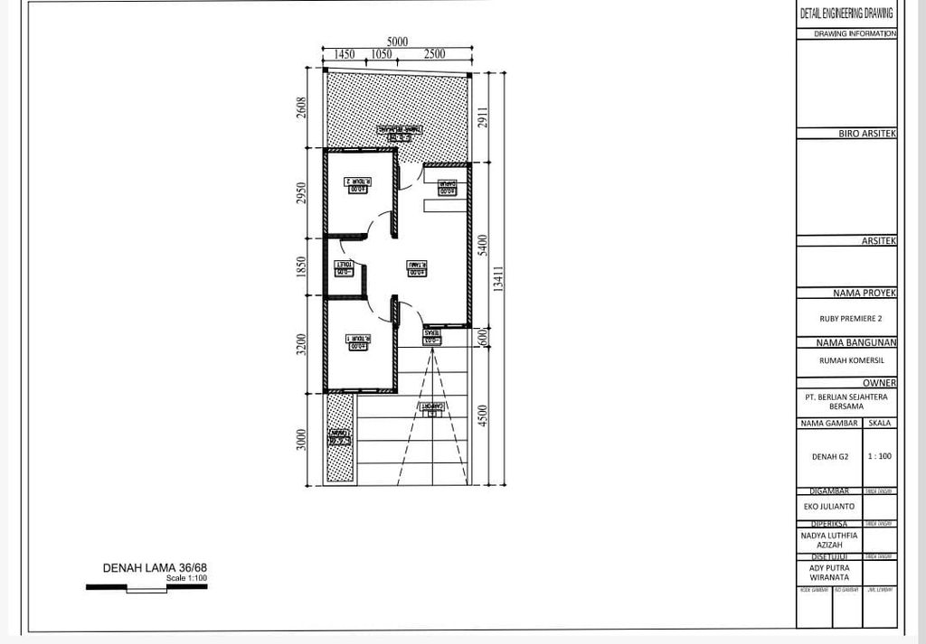 foto denah rumah tipe 36/68 perumahan RUBY PREMIERE 2