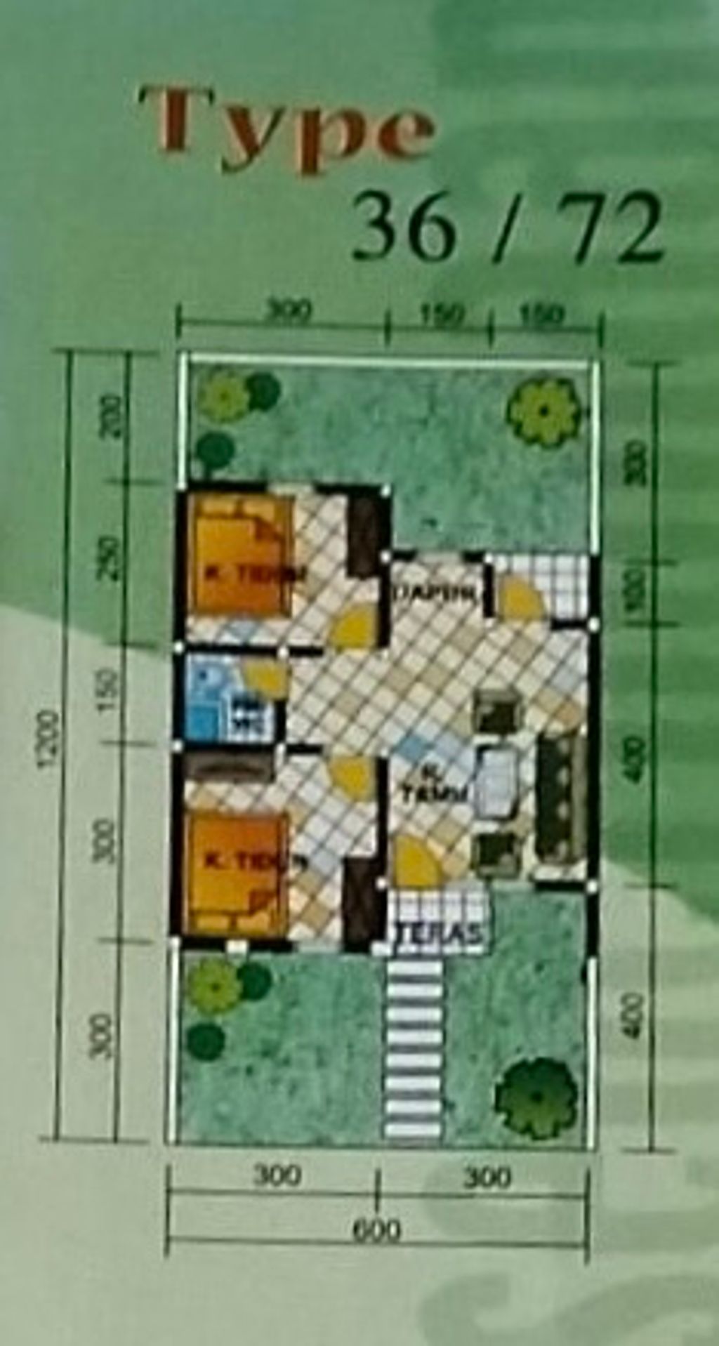 foto denah rumah tipe 36 / 72 perumahan Puri Asta Kencana