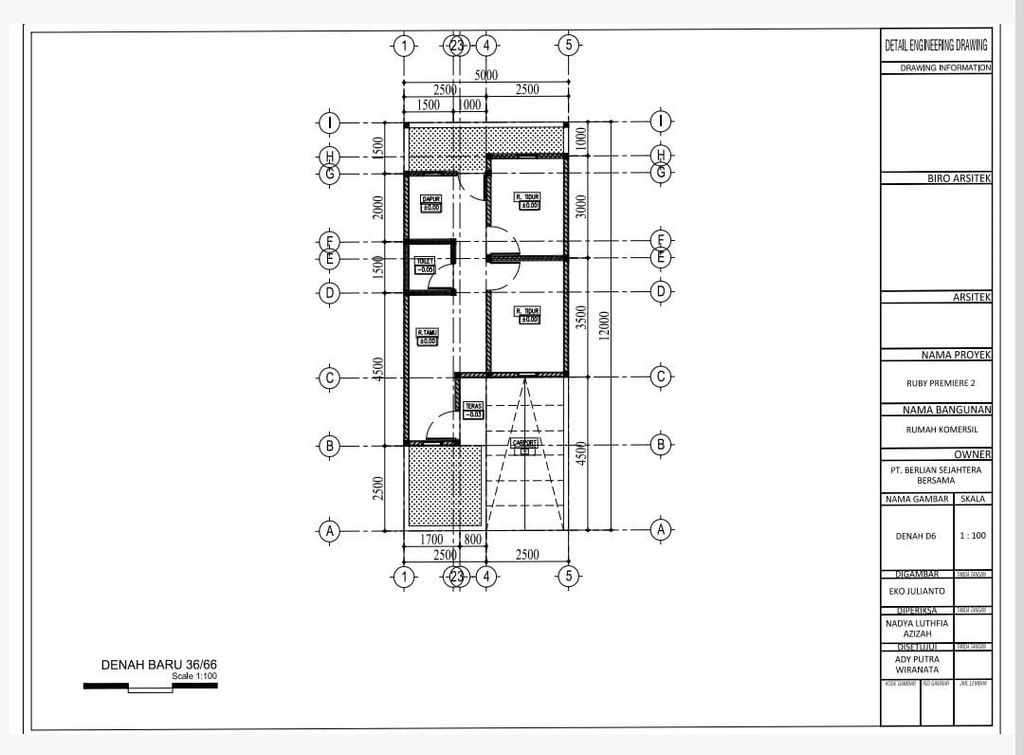 foto denah rumah tipe 36/66 perumahan RUBY PREMIERE 2