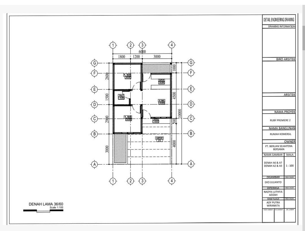 foto denah rumah tipe 36/60 perumahan RUBY PREMIERE 2