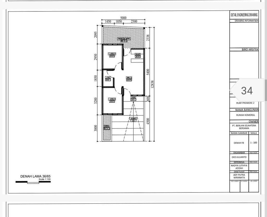 foto denah rumah tipe 36/65 perumahan RUBY PREMIERE 2