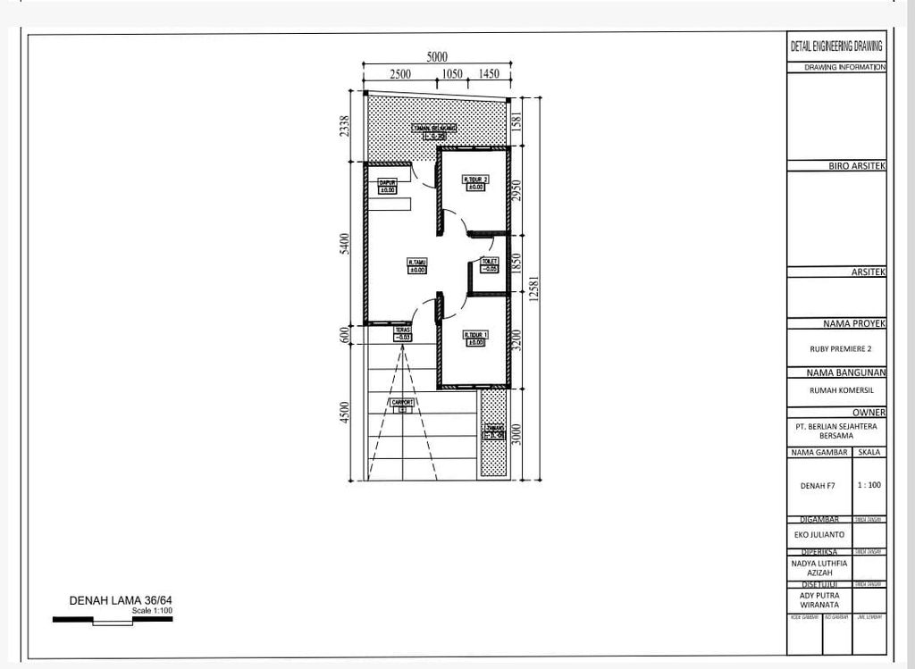foto denah rumah tipe 36/64 perumahan RUBY PREMIERE 2