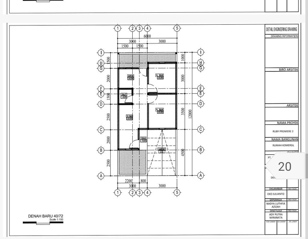foto denah rumah tipe 40/72 perumahan RUBY PREMIERE 2