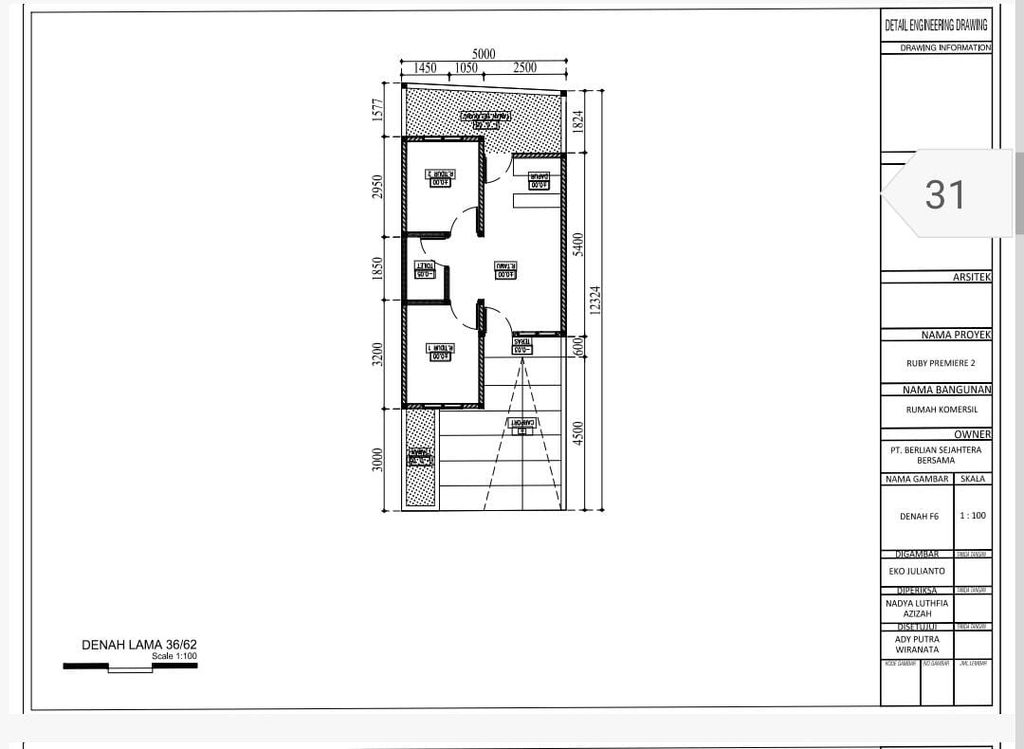 foto denah rumah tipe 36/62 perumahan RUBY PREMIERE 2