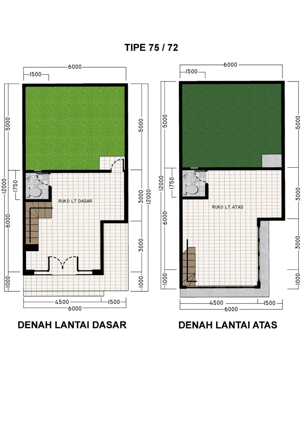 foto denah rumah tipe AN 75 perumahan RUKO BUKIT KENCANA BLOK AN