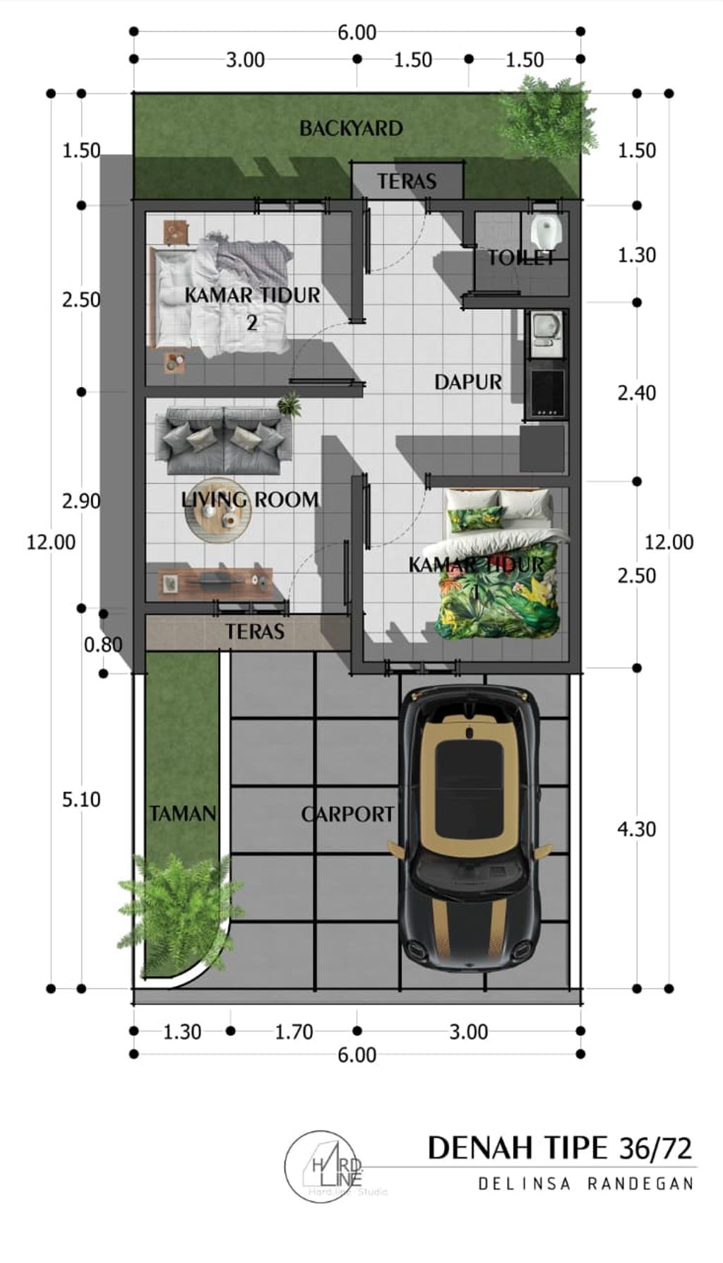 foto denah rumah tipe DELINSA perumahan DELINSA TAMAN SITU MUSTIKA CLUSTER 3
