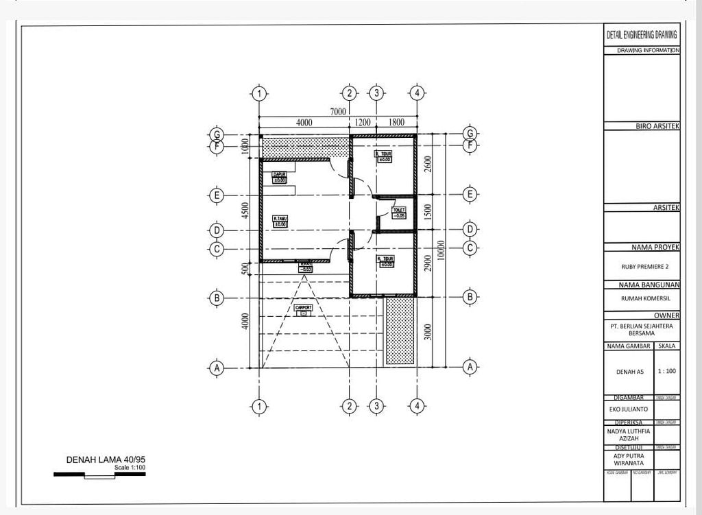 foto denah rumah tipe 40/95 perumahan RUBY PREMIERE 2