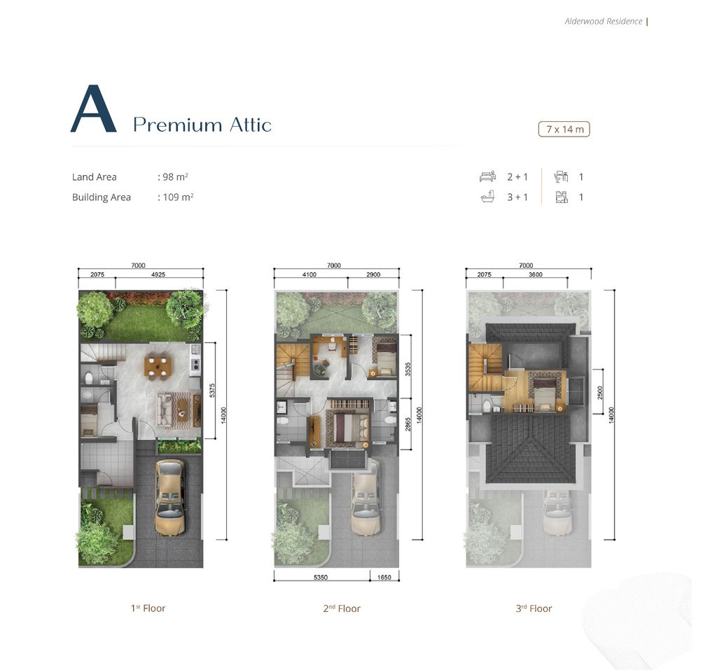 foto denah rumah tipe A PREMIUM ATTIC perumahan The Alderwood Residence