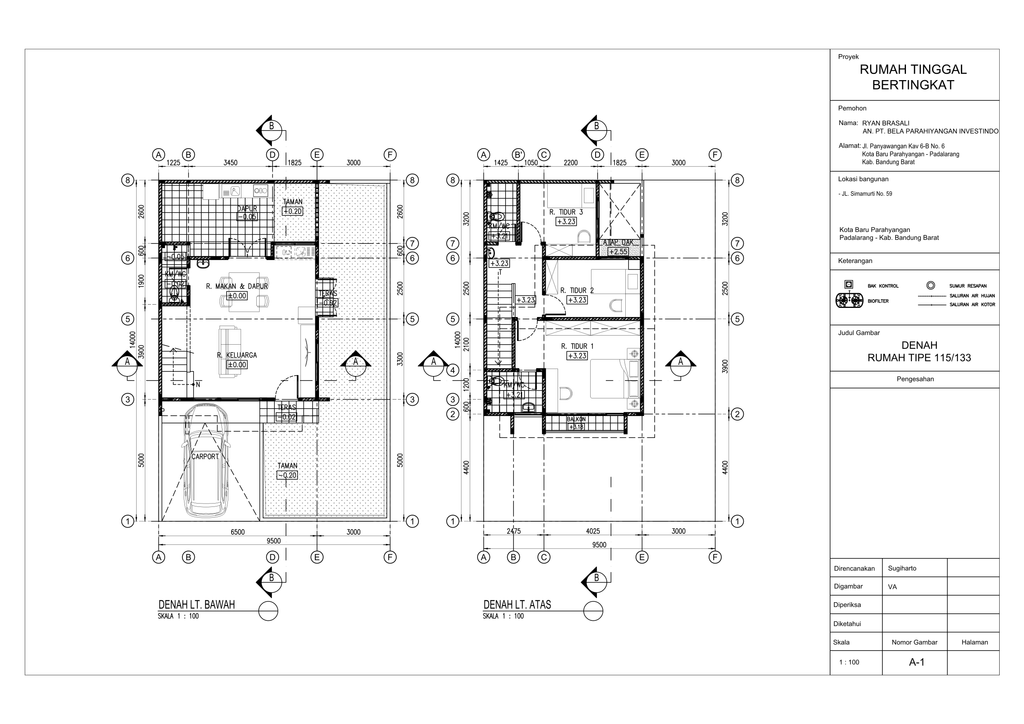 foto denah rumah tipe Simamukti 115/133 2.5 perumahan TATAR SIMAKIRANA 2 KBP