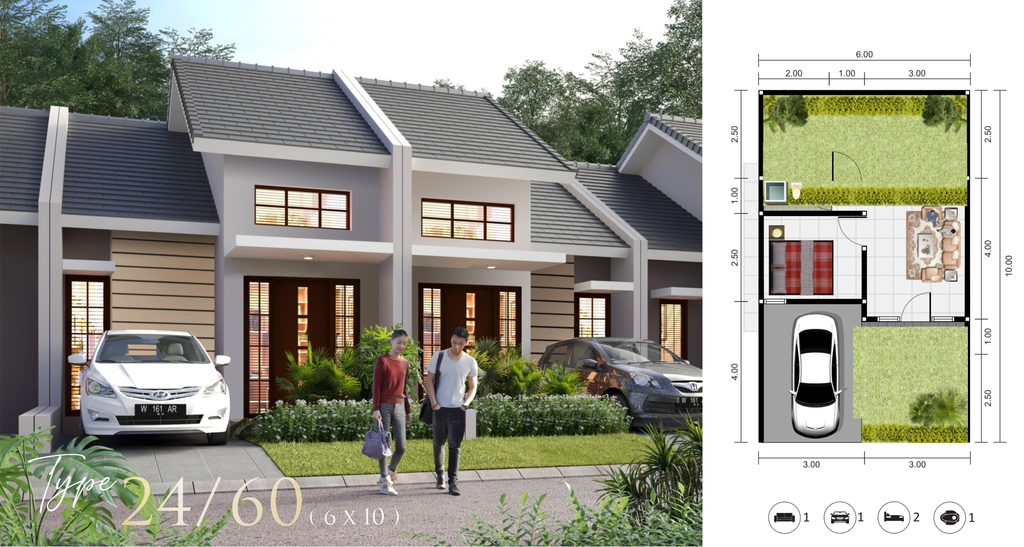 foto denah rumah tipe LATUP perumahan NEW GRAND KENCANA PASURUAN