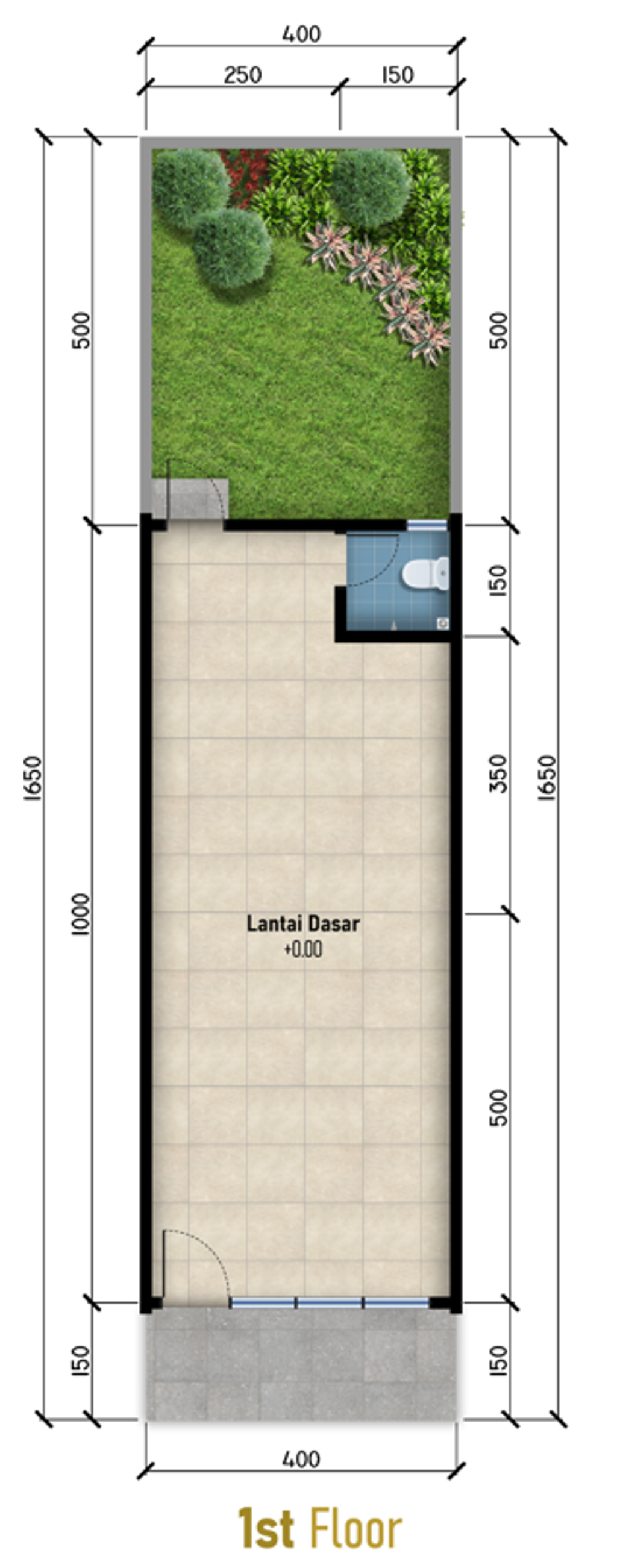 foto denah rumah tipe Ruko T 43/66 perumahan KARAWANG GREEN VILLAGE 3