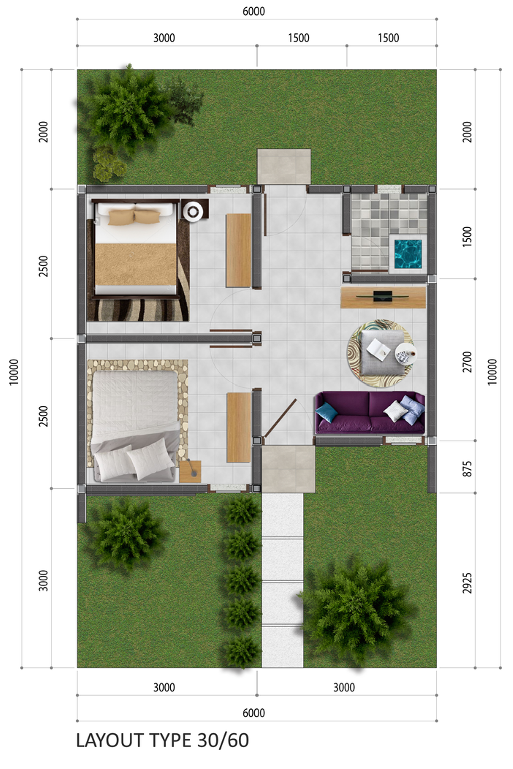 foto denah rumah tipe 30/60 perumahan Green Vasanta