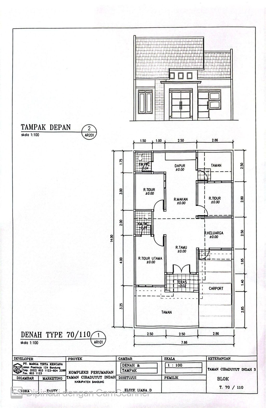 foto denah rumah tipe 70 perumahan TAMAN CIBADUYUT INDAH TAHAP 2 & 3