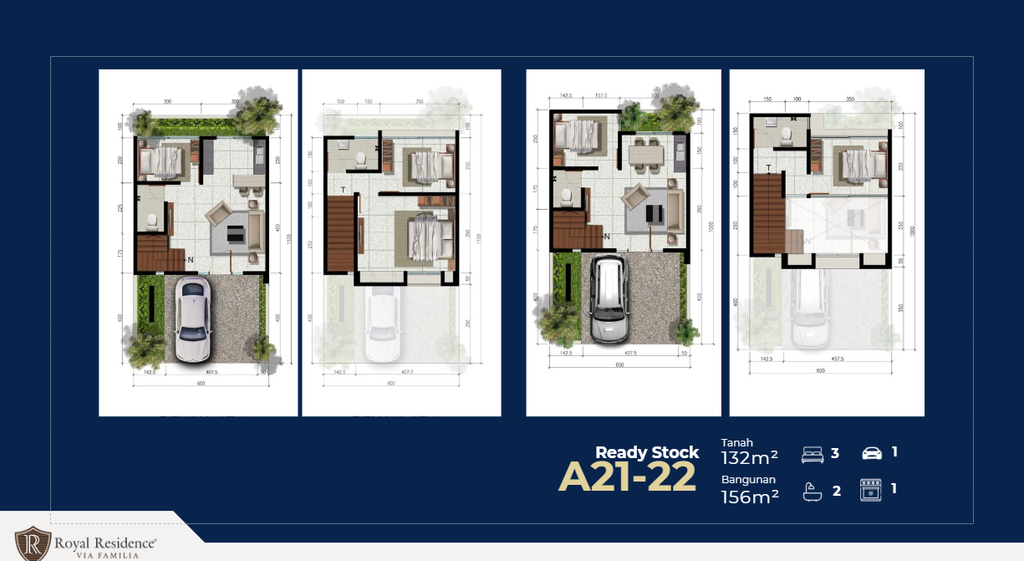 foto denah rumah tipe A21-22 (Show Unit) perumahan ROYAL RESIDENCE MENGANTI